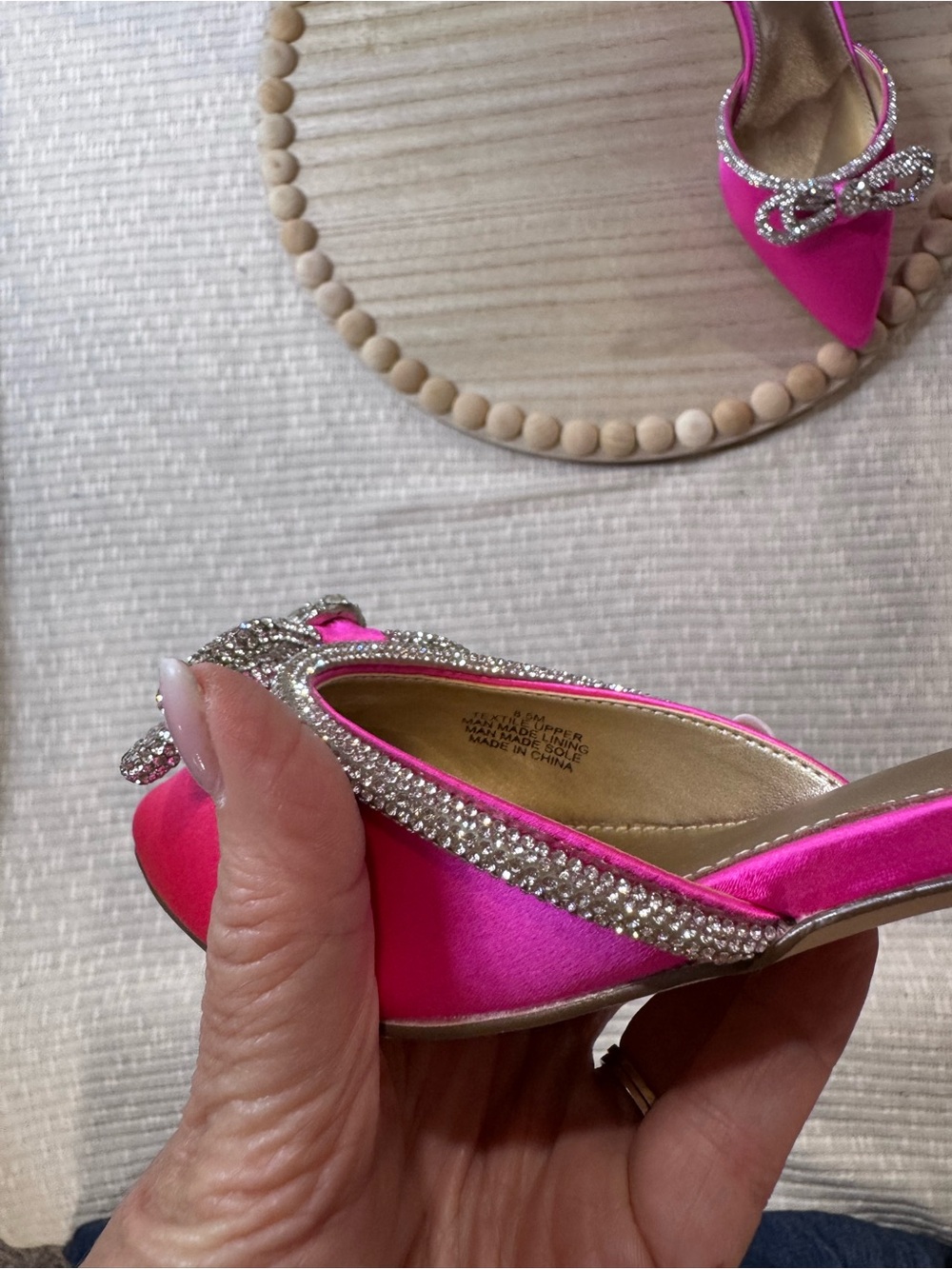 Lilly Pulitzer Ryley Slingback Cerise Pink Rhinestone Bow Kitten Heels 8.5M - Picture 9 of 10